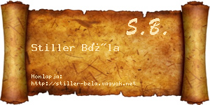 Stiller Béla névjegykártya