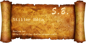 Stiller Béla névjegykártya